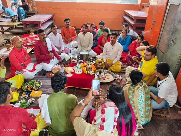 Puja in progress at Mangalnath Mandir, Ujjain