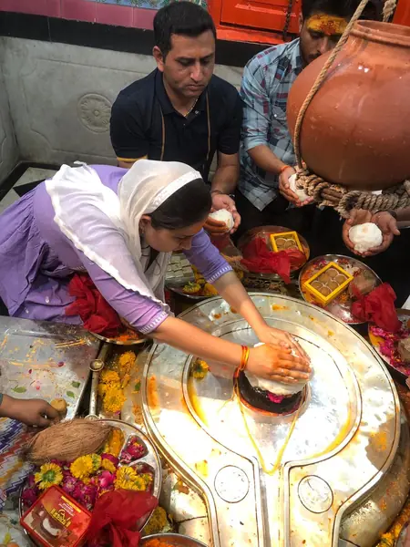 Puja in progress at Mangalnath Mandir, Ujjain